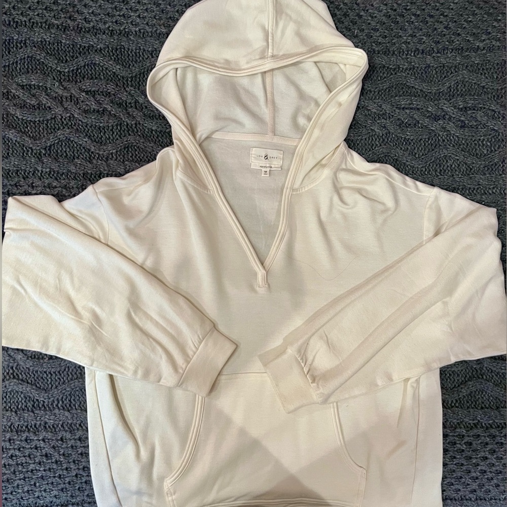 Lou and Grey hooded sweatshirt color: ivory